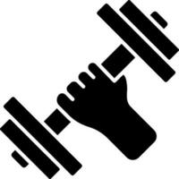 Hand Holding Dumbbell Icon In black and white Color. vector