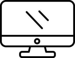 Monitor Icon or Symbol in Black Line Art. vector