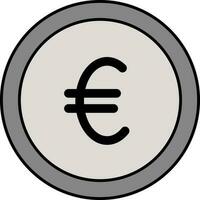 Grey Euro Coin Icon on White Background. vector