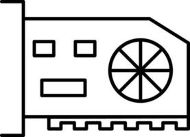 GPU Graphics Processing Unit Icon in Black Line Art. vector