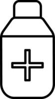 Medicine Bottle Icon in Line Art. vector