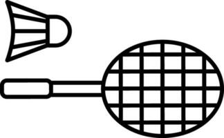 Badminton Racket with Shuttlecock Icon in Thin Line Art. vector