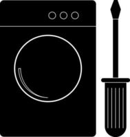 Washing machine with screwdriver. vector