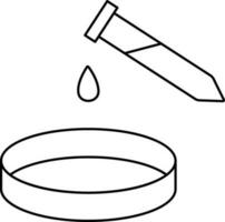 Petri Dish And Test Tube Icon in Black Thin Line. vector