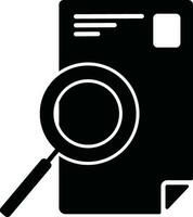 black and white document with magnifying glass. vector