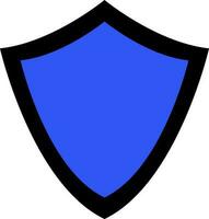 Black abd blue shield in flat style. vector