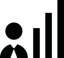 Man with bar graph on white background. vector