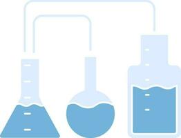 Pipe Lab Flasks Icon in Blue Color. vector