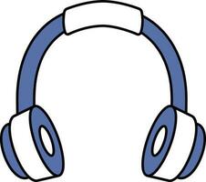 Headphone Icon Or Symbol In Blue And White Color. vector