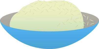 Rice in blue bowl on white background. vector