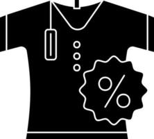 camiseta con porcentaje etiqueta icono en glifo estilo. vector