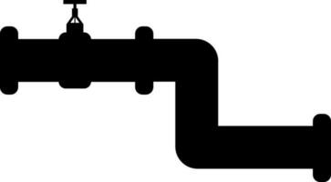Illustration of pipeline with valve in black color. vector