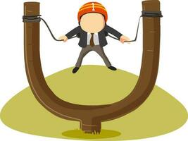 Businessman on slingshot. vector