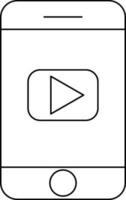 Video Play In Smartphone Icon In Black Outline. vector