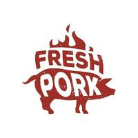 fresh pork flame logo lettering template illustration vector