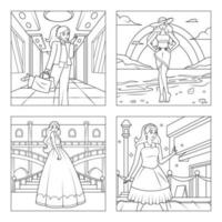 Woman Dolls Children Coloring Book vector