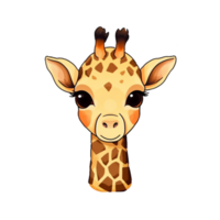 giraffe cartoon isolated on transparent background, ai generated, digital illustration. png