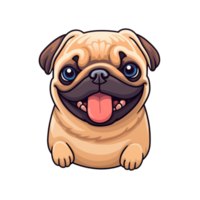 Cute pug isolated on transparent background, ai generated, digital illustration. png