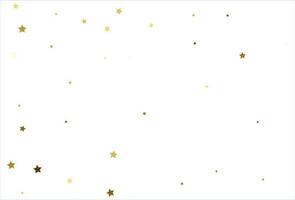 Random falling gold stars on white background. Glitter pattern for banner, greeting card, Christmas and New Year card, invitation, postcard, paper packaging vector