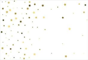 estrellas doradas que caen al azar sobre fondo blanco. patrón brillante para pancarta, tarjeta de felicitación, tarjeta de navidad y año nuevo, invitación, postal, embalaje de papel vector