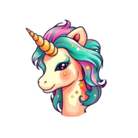 Cute unicorn horse pony isolated on transparent background, ai generated, digital illustration. png