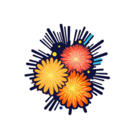 colorful fireworks isolated on transparent background, ai generated, digital illustration. png