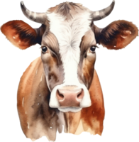 vaca acuarela ilustración. ai generado png