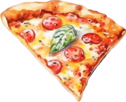 Pizza Watercolor Illustration. AI Generated png