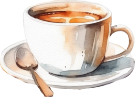 Cup of coffee watercolor illustration. AI Generated png
