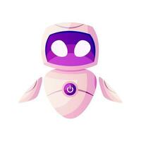 Futuristic little robot in standing pose. AI technology character, virtual bot. Artificial intelligence, smart machine concept. Modern cyber robot mascot. IT future robotics, chatbot. vector