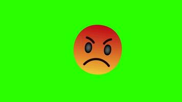 Angry Emoji Facial Expression Pop Out and Floating on Green Background video
