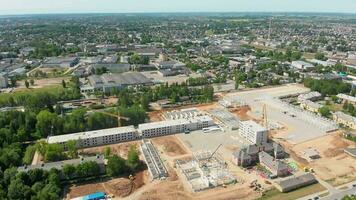 Siauliai, Lithuania - 27th june, 2023 - Aerial view new military base construction site.Nato expansion in east. Margiris battalion military base facilities.National security concern video