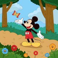 Happy  Mouse Meet The Butterfly vector