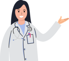tecknad serie karaktär av kvinna läkare i enhetlig eller hälsa vård hört medicinsk png