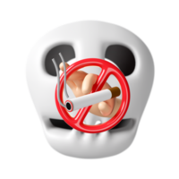 3d hand holding cigarette with prohibition sign, smoking, skull isolated. world no smoking day, quitting smoking, healthy lifestyle concept, 3d render illustration png