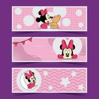 Cute Mouse Character Horizontal Banner vector