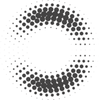 Dotted circle pattern. Abstract halftone round. Frame with random gradient gradation. Grunge rings design png