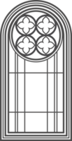 Gotico Chiesa finestra. architettura arco con bicchiere. vecchio castello e Cattedrale telaio. medievale macchiato interno design. Vintage ▾ illustrazione png