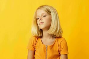 little blonde girl holding her head emotions surprise photo