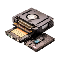 External usb floppy disk drive with disks isolated Generative Ai png