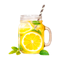 Lemon-lime drink Cocktail, lemon, watercolor Painting, food Generative Ai png