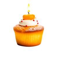 Cupcake Muffin Buttercream, Cakes and candles Generative Ai png