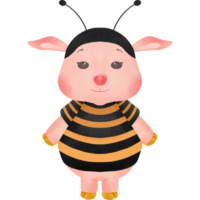 Cute little pig wearing bee costume png