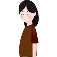 mignonne foncé aux cheveux fille sentiment triste png