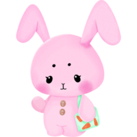 Lovely pink rabbit and carrot bag png