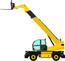 Modern rotating telehandler. Side view of telescopic handler. png