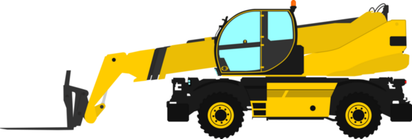 Modern rotating telehandler. Side view of telescopic handler. png