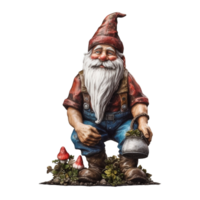 Garden gnome isolated on the transparent background, created with generative AI png