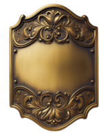 Vintage brass name plate on transparent background, created with generative AI png