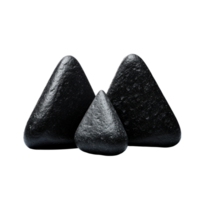 Three black triangle shaped stones isolated on transparent background,  created with generative AI png